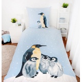 Herding Bettwäsche Set mit Pinguin 135 x 200 cm 80 x 80 cm 100% Baumwolle