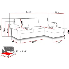 Mirjan24 Eckcouch Cord 4-Sitzer Grün