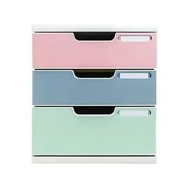 Exacompta Schubladenbox Modulo, 3 Schubladen, AutentiK Farben sortiert