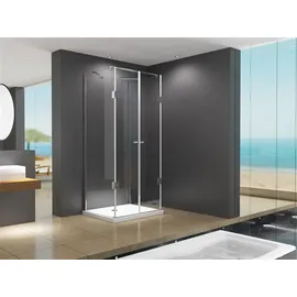 BuyLando.Shop U Form Duschkabine Emma 90(Tür)x75(Wand)x195cm / 8mm / ohne Duschtasse - Transparent