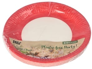 Papstar Pappteller, 23 cm, Nachhaltige Partyteller aus FSC®-zertifiziertem Frischfaserkarton, 1 Packung = 20 Stück, rot