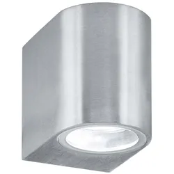 LED Außen Leuchte Wand Spot Lampe Satin Silber Aluminium Glas Veranda Garten