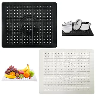 Spülbeckeneinlage, 2 Stück Spülmatte für Spülbecken, Spülbeckeneinlage Gummi Spülbeckenmatte Sink Mat Waschbecken Spülmatte Abtropfmatte für Spülbecken Einlage Matte Badezimmer Küche(Schwarze & weiß)