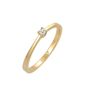DIAMORE Ring Damen Verlobung Schlicht mit Diamant (0.10 ct.) aus 585 Gelbgold
