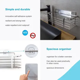 Intirilife selbstklebende Duschablage in Silber - Duschen, Duschablagen