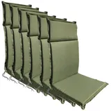 Buri 6X Auflage, Hochlehner Gartenstuhlauflagen 118x47 Sesselauflagen Stuhlkissen Grün