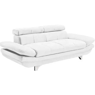 Mivano Zweisitzer Leder-Sofa Enterprise / 2er-Couch mit Kunstleder-Bezug, Armteilfunktion und Kopfteilverstellung / 218 x 72 x 104 / Lederimitat, weiß