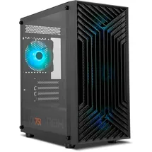NOX XTREME PRODUCTS NOX Infinity Epsilon - Mid-Tower M-ATX/ITX ARGB Rainbow, Front Mesh,Seitenteil aus gehärtetem Glas, 4 eingebaute Lüfter, Grafikkarten kompatibel bis 310mm, USB 3.0, Schwarz