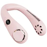 Wiederaufladbarer, Tragbarer Nackenventilator Ohne Rotorblätter, 3 Einstellbare Geschwindigkeitsstufen, 360°-luftstrom, Pinkfarbenes Digitales Led-display
