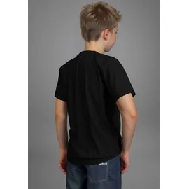H.I.S. T-Shirt H.I.S "2er Pack Shirt mit Logoprint für Jungen", Jungen, Gr. 128/134, schwarz (schwarz, weiß), Single Jersey, Obermaterial: 100% Baumwolle, unifarben, Basic hüftlang, Rundhals, Shirts T-Shirt, Für TEENS. 2er Pack T-Shirts