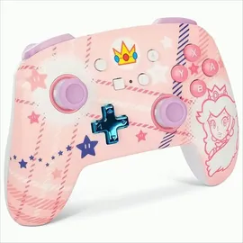 PowerA Enhanced Wireless Controller Princess Peach Plaid Rosa Nintendo Switch