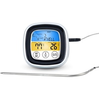 INTIRILIFE Barbecue Thermometer in Weiss – Digitales BBQ Thermometer mit Timer zum Grillen und Kochen – Elektronisches Temperaturmessgerät Grillthermometer
