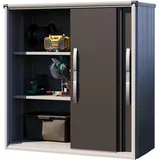 GFP Geräteschrank Metall 150x75x161 cm Gartenschrank wetterfest mit Schiebetür in anthrazit inkl. Fußboden