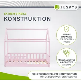 Juskys Kinderbett Marli 80 x 160 cm Kiefer massiv rosa