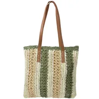 Juleeze Strandtasche 36x40 cm Beige Grün Boho Synthetisch