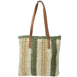 Juleeze Strandtasche 36x40 cm Beige Grün Boho Synthetisch