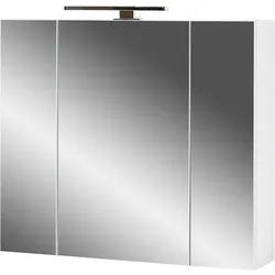 Spiegelschrank, weiß, mit Steckdose, LED-Beleuchtung (warmweiß) - weiss