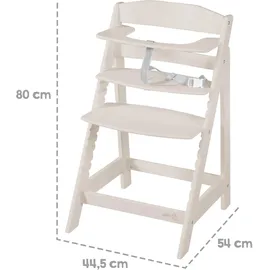 roba Babyhochstuhl Sit Up Flex - Mitwachsender Hochstuhl aus Holz - Verstellbarer Kinderhochstuhl mit Schrittgurt - ab 6 Monaten bis 70 kg - Cashmere/Beige