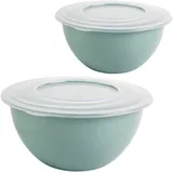 Centi 2er Set Schüsseln 5 L – Serie KRETA, Pastellgrün, mit Deckel – Grün