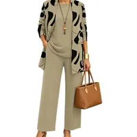 Lawawa Damen Hosenanzug Damen Hosenanzug 3 Teiliges Set Freizeitanzug Hosenanzüge Sets Outfits Vintage Lange Hose Abendanzug Outfit - XXL