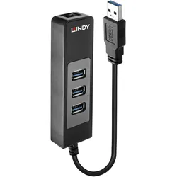 Lindy 43176 USB 3.0 (3.1 Gen 1) Type-A 5000Mbit/s Schwarz Schnittstellenhub