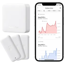SwitchBot Smart Bundle 3er Pack Smartes Thermo Hygrometer Hub Mini Weiß