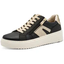Marco Tozzi Damen Sneaker flach mit Reißverschluss Freizeit, Schwarz 39 EU