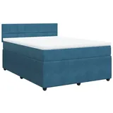 vidaXL Boxspringbett mit Matratze Blau 140x200 cm Samt