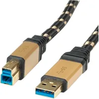 Roline GOLD USB 3.0 Kabel, Typ A-B 0,8m