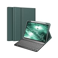 Fintie Tastatur Hülle für iPad Pro 11 2022 (4. Generation)/ iPad Pro 11 2021(3. Generation)/ 2020/2018, Keyboard case mit magnetisch Abnehmbarer Deutscher Tastatur mit QWERTZ Layout, Dunkelgrün