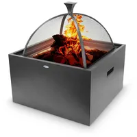 HEAT Outdoor Living Feuerkorb 3 in 1 Schwarz - Feuerkorb für den Garten - Feuertonne & Feuerstelle - Feuerschale Feuerkorb aus stabilem Metall für Entspannte Abende - 61x61x67cm - Schwarz