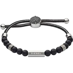 Armband DIESEL "Schmuck Edelstahl Armschmuck Beadarmband Zugarmband", schwarz (edelstahlfarben, schwarz), Armbänder, Edelstahl-Nylon, Edelstahl, Nylon, mit Achat