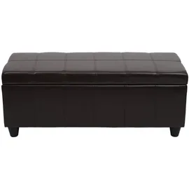 berlinlodge Aufbewahrungs-Truhe Lars HxBxT 45x114x45cm Kunstleder Braun Sitzbank Bank