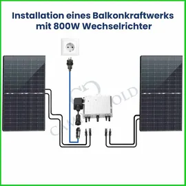 epp solar Epp 880W Bifazial Balkonkraftwerk mit Ape Wechselrichter 800W Komplettset PV Anlage