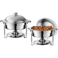 Stövchen & Speisewärmer 2 Pack Runde Chafing Geschirr Buffet Set,Edelstahl 6L Runde Buffet Server und Wärmer,Dicke Ständer Catering Chafe mit Spiegelbeckungen, Lebensmittelwärmer für Party,Picknick
