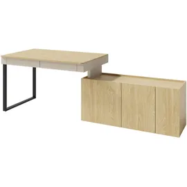 Deine Möbel 24 Kinderschreibtisch, Beige, Eiche, Holzwerkstoff, 2 Schubladen, 228x75x140 cm, Arbeitszimmer, Schreibtische, Jugend- & Kinderschreibtische
