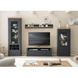 99rooms Marko Wohnwand Anthrazit Wotan Eiche mit LED-Beleuchtung