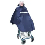 DocMed Regenponcho Rollator-Poncho (Hochwertiges, langlebiges Material, WInd und Wetterfest) Kapuze mit Sichtfenstern und Sicherheitsreflektoren blau