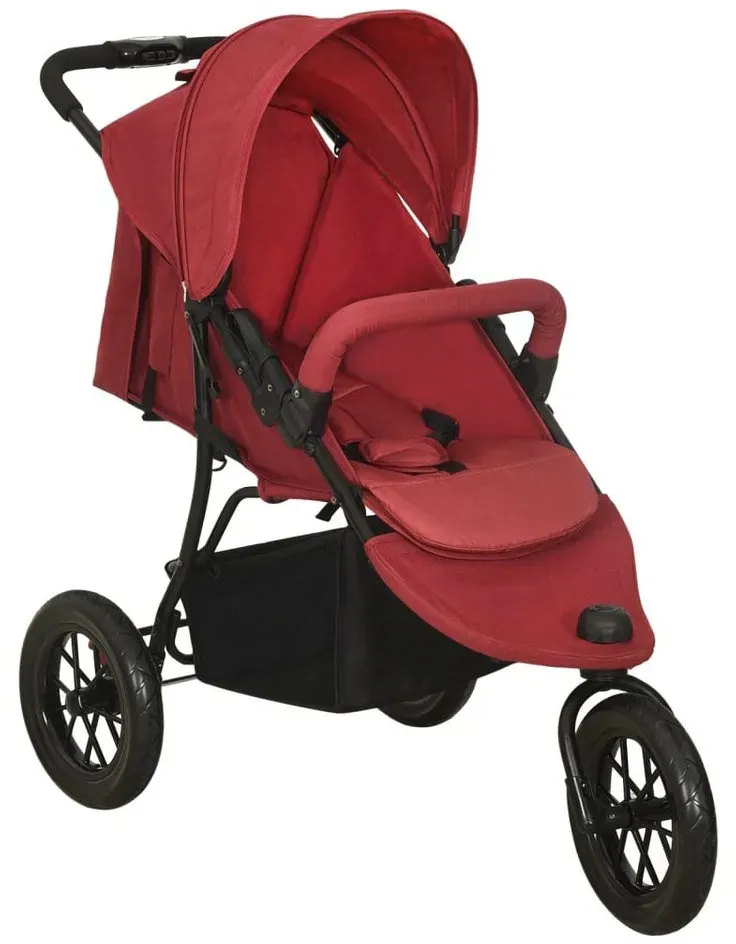 vidaXL Kombi-Kinderwagen Kinderwagen Kinderkarre Buggy 3-Rad-Buggy Karre Rot Stahl rot