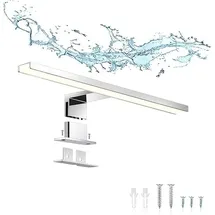 ERWEY 2 in 1 LED Spiegelleuchte IP44 Neutralweiß Silber
