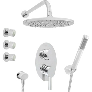 Welfenstein Unterputz Armatur Duscharmatur Regendusche Seitenbrause Set FA34-MOS