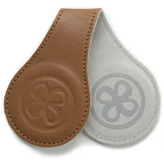 Cloby Magnet Clips 2er Set multifunktional für Kinderwagen Buggy Babyschale wendbar 2 Seiten Leder braun/Canvas grau