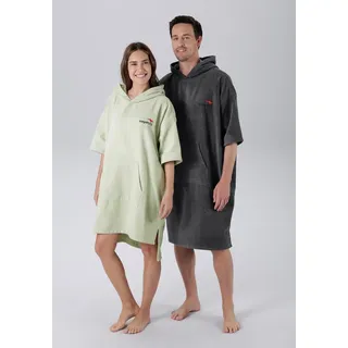 KangaROOS Badeponcho Summer, ideal für Sauna, Spa & im Urlaub, Damen & Herren, Midilänge, Baumwolle, Kapuze, ohne, Surfponcho, mit Bauchtasche, 100% Baumwolle, Frottee grün L/XL