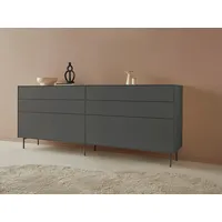 LeGer Home by Lena Gercke Sideboard »Essentials«, (2 St.), Breite: 224cm, MDF lackiert, Push-to-open-Funktion, grau