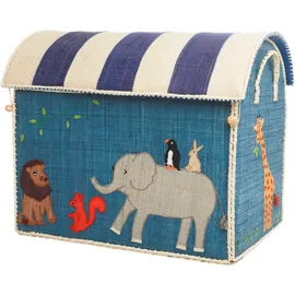 Rice Spielzeugkörbe Aufbewahrung Zootiere 3er Set, 34x54x44cm, blau