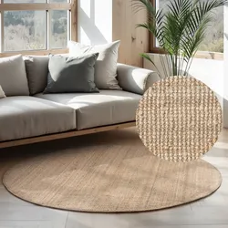 Teppich HANSE HOME "Jaipur Juteteppich", naturgold, H:10mm Ø:160cm, Jute, Teppiche, Naturfaser, Wohnzimmer, Esszimmer, Schlafzimmer, Flur, Läufer, Boho