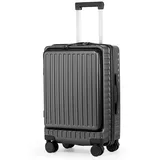 TAN.TOMI Handgepäckkoffer Business-Trolley für Flugzeug, PC Hartschalenkoffer mit Laptopfach, 4 Rollen, Reisetrolley Hartschalenkoffer mit TSA-Schloss grau 56 cm