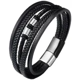 Saraswati Herren Armband 5 Strang, Leder mit Magnetverschluss, schwarz, 21x2cm
