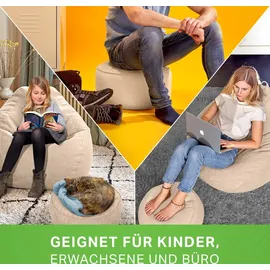 Green Bean 2er Set Indoor XXL Sitzsack + Hocker mit EPS-Perlen Füllung - Sand Creme