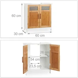 Relaxdays Waschbeckenunterschrank 60 x 60 x 30 cm Natur/Weiß